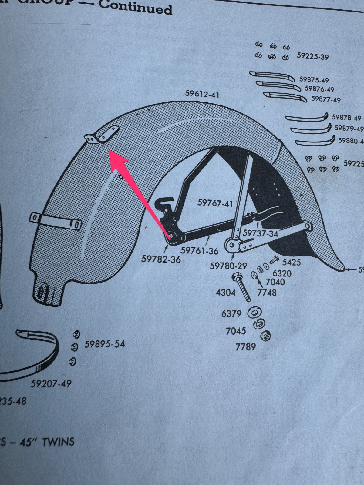 Harley VL RL WL WLA WLC Single Upper Rear Fender Bracket w/ Rivets 1926-1952