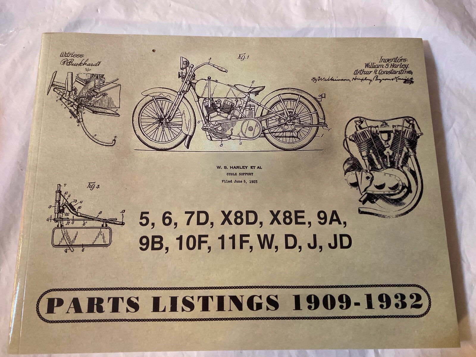 Harley 1909-1932 Parts Catalog Manual Strap Tank Single JD, VL DL RL