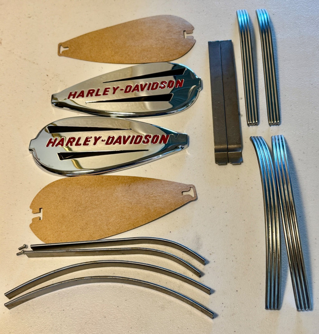 Harley 3507-40 Gas Tank Emblem Kit & Trim Strips Knucklehead WL UL 1940-19460