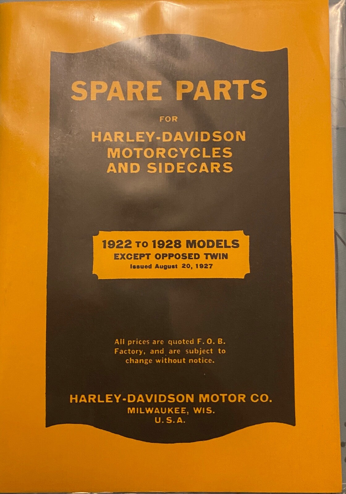 Harley Parts Manual Catalog Book 1922 to 1928 JD DL RL VL Single Servicar