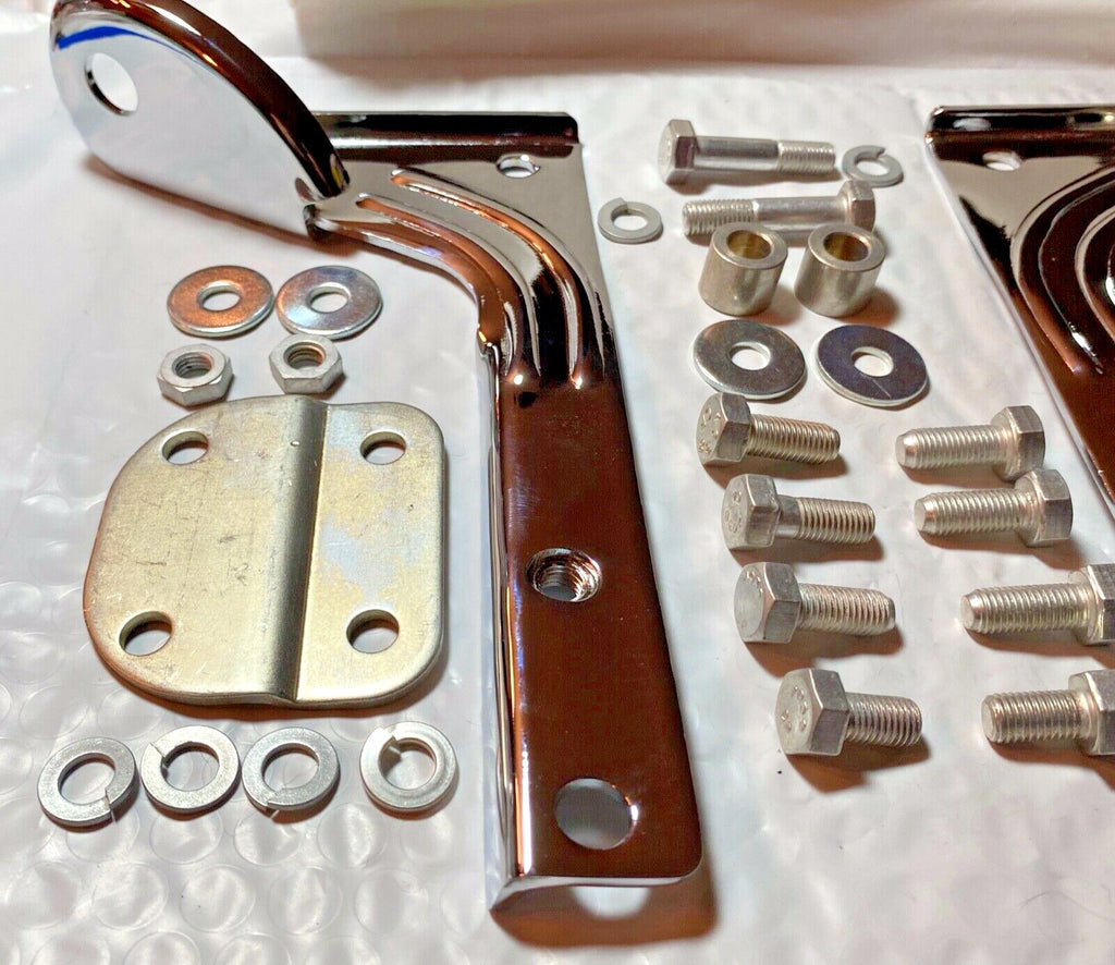 Harley Panhead Shovel Spot Lamp Windshield Mounting Brackets W/ CP Bolts '60-84 