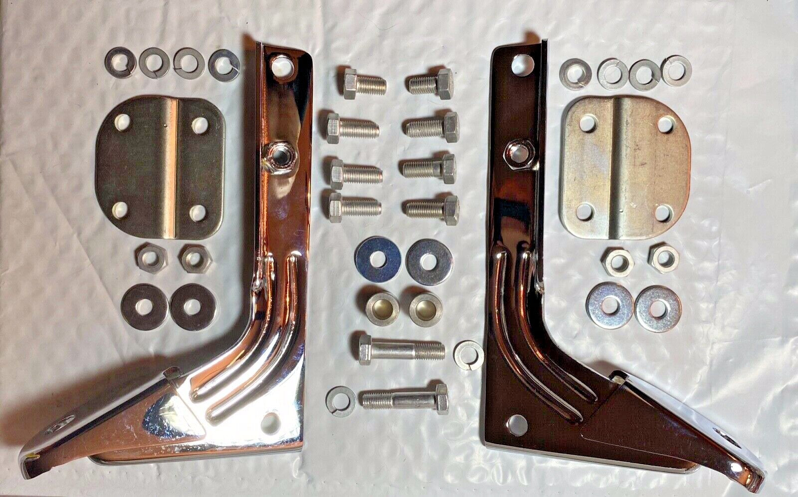 Harley Panhead Shovel Spot Lamp Windshield Mounting Brackets W/ CP Bolts '60-84 