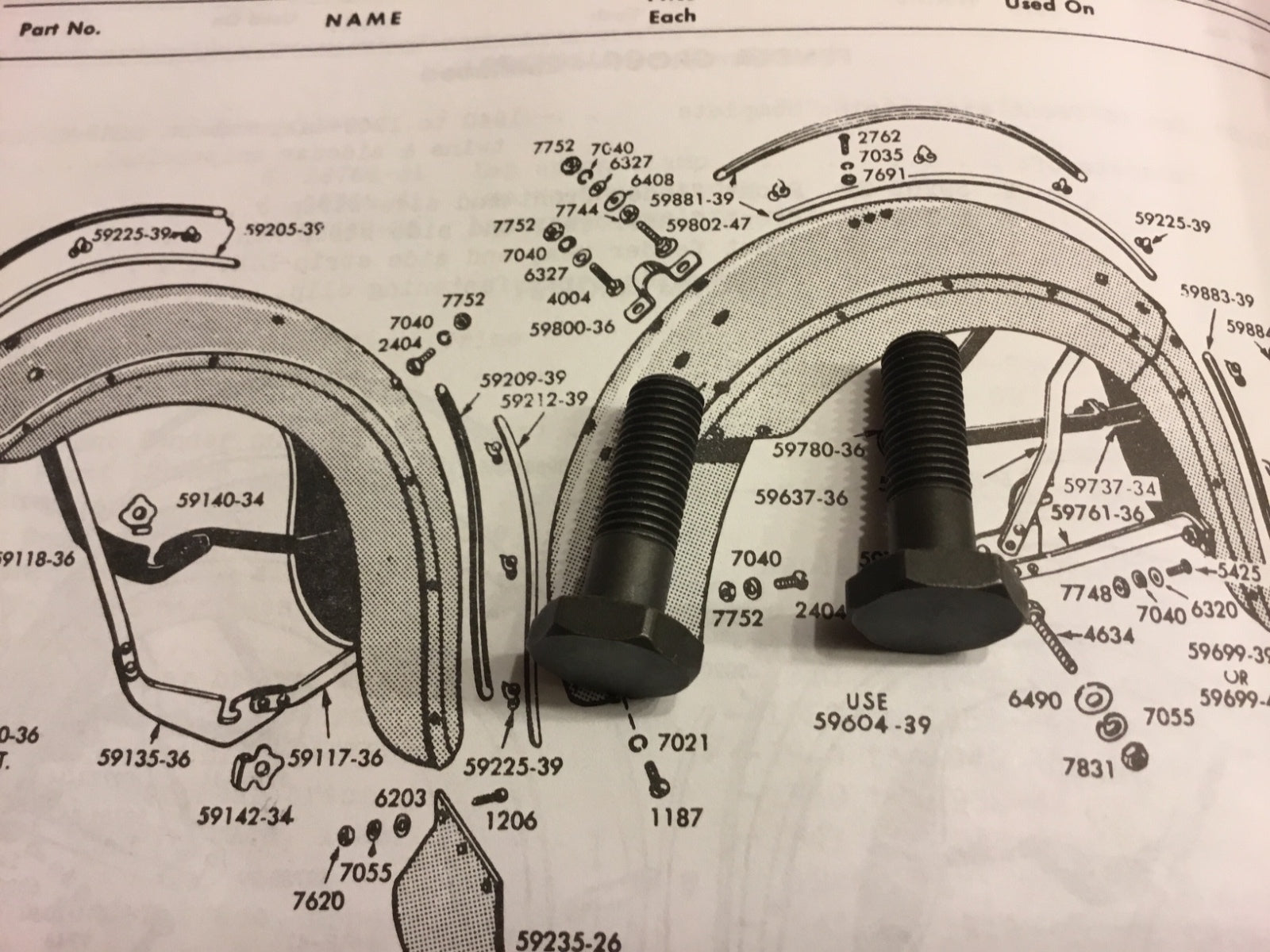 Harley Knucklehead Panhead Rear Fender Mount Clamp Bolts 36-57 #4004 3748-36