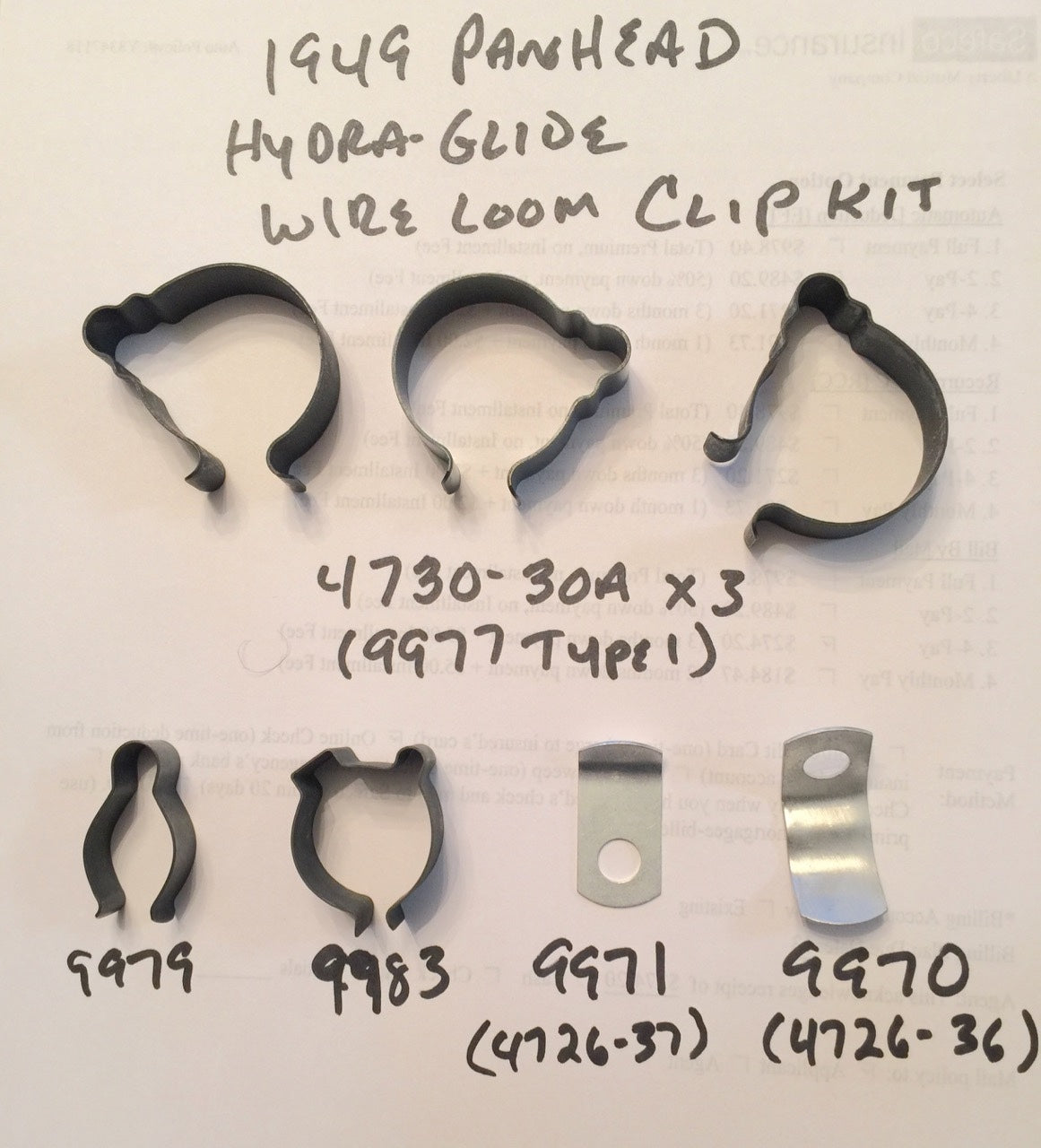 Harley 1949 Hydra-Glide Panhead Main Wire Loom Clip & Clamp Kit 4730-30A 9977