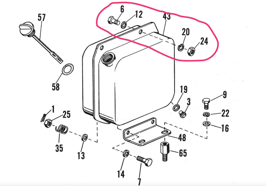 Harley CP-1038 Sportster XLCH Lunchbox Oil Tank Upper Mounting Kit 1966-69 USA