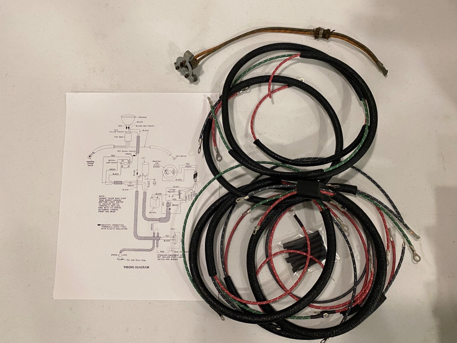 Harley 48-50 125 Hummer Wiring Harness Kit 3 Wire Correct Terminals NOS HL Wires