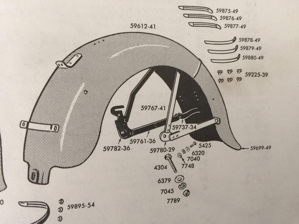 Harley 1941-42 W WL WLA WLC Rear Fender Mounting Hardware Kit Plain Head Mount