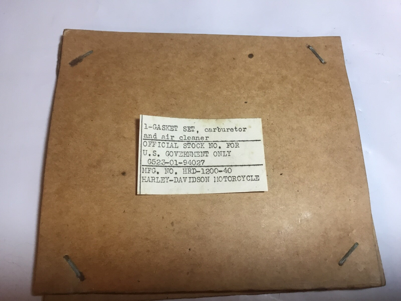 Harley NOS OEM WLA WLC UA Oil Bath Air Cleaner & Carb Gasket Kit OEM# 1200-40  