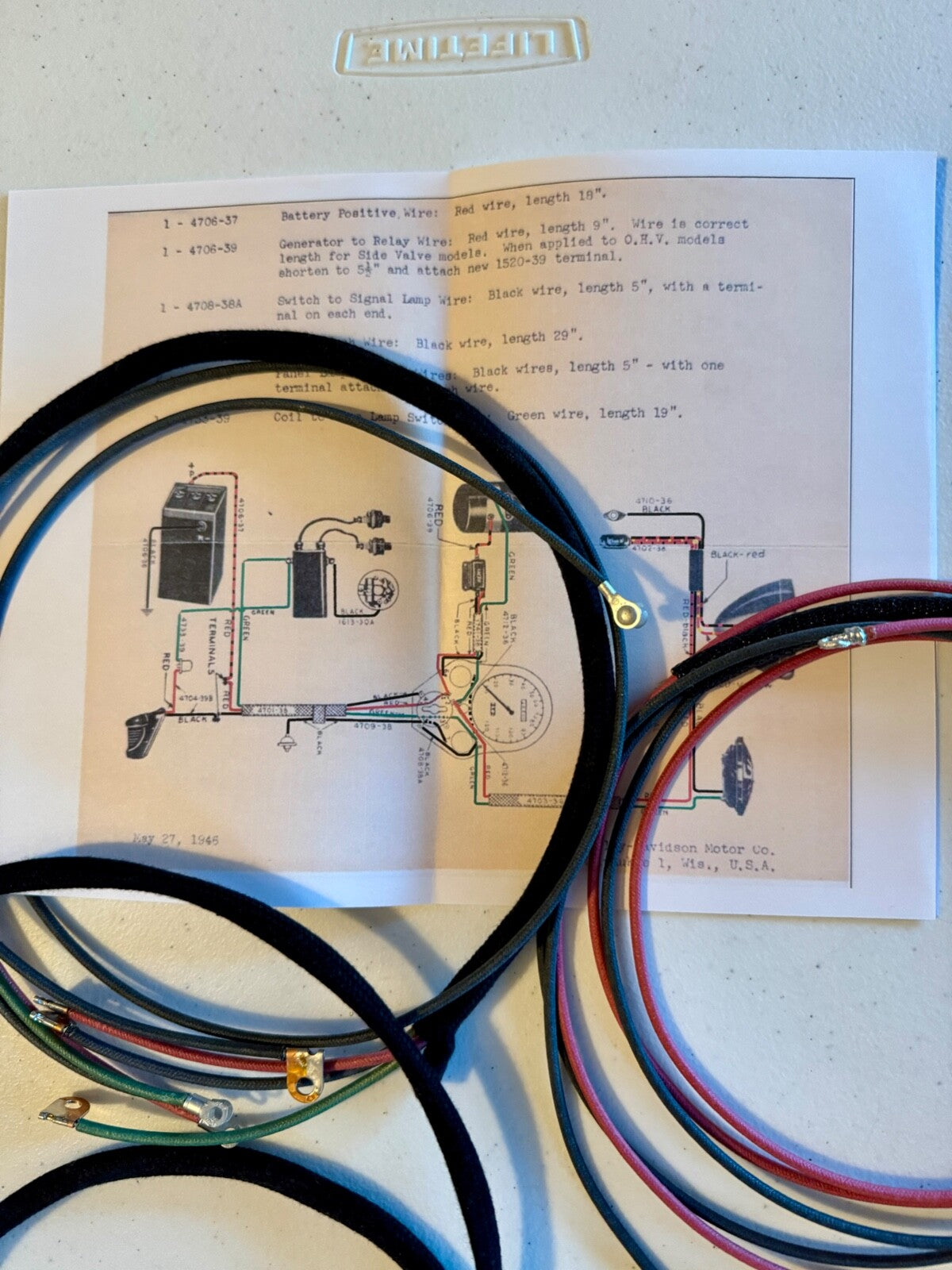 Harley Knucklehead 39-40 Premium Wiring Harness Correct Terminals Cotton Loom