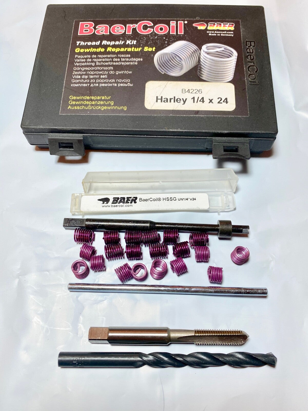 Harley 1/4"-24 Heli-Coil Thread Insert Kit w/ 10 coils Knucklehead Panhead UL WL