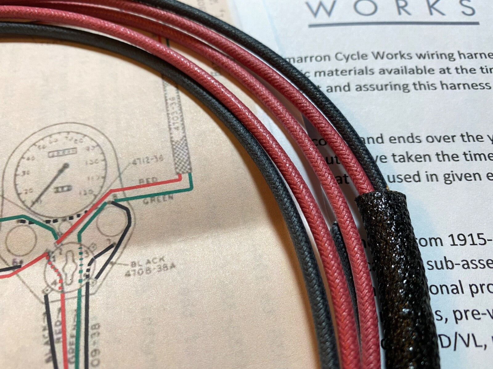 Harley 1939-1947 Tail Lamp Light Wiring Harness Wire Kit Solid Colors 4704-39B