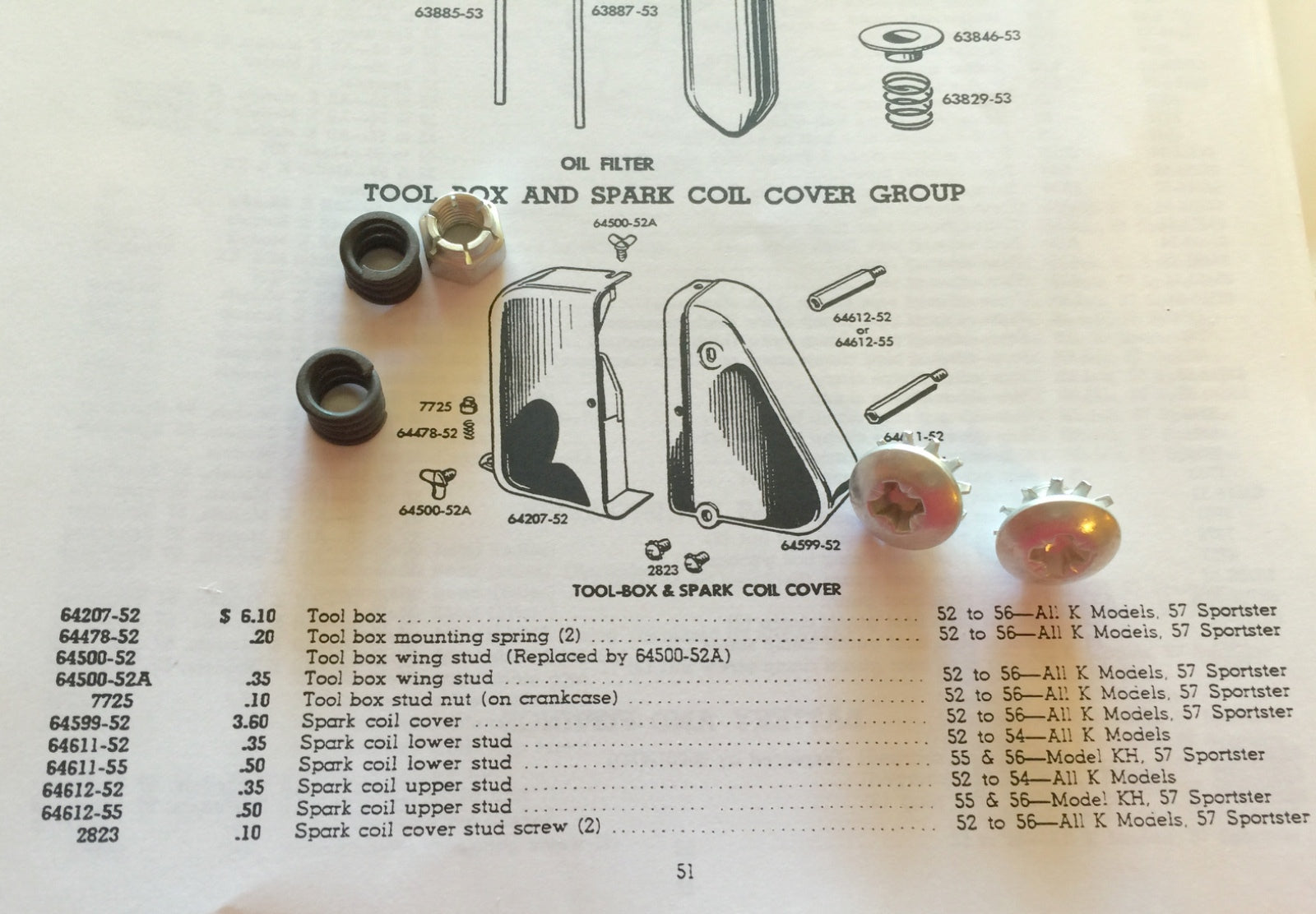 Harley K-Model & Sportster XLH Tool Box Mount Kit 1952-66 OEM# 64478-52