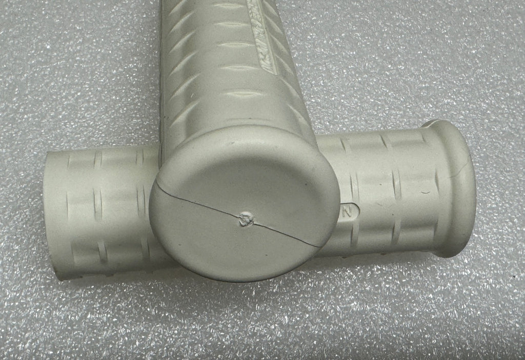 Harley 56210-47 Panhead Hummer Waffle Grips Closed End White w/ Logo 1948-53