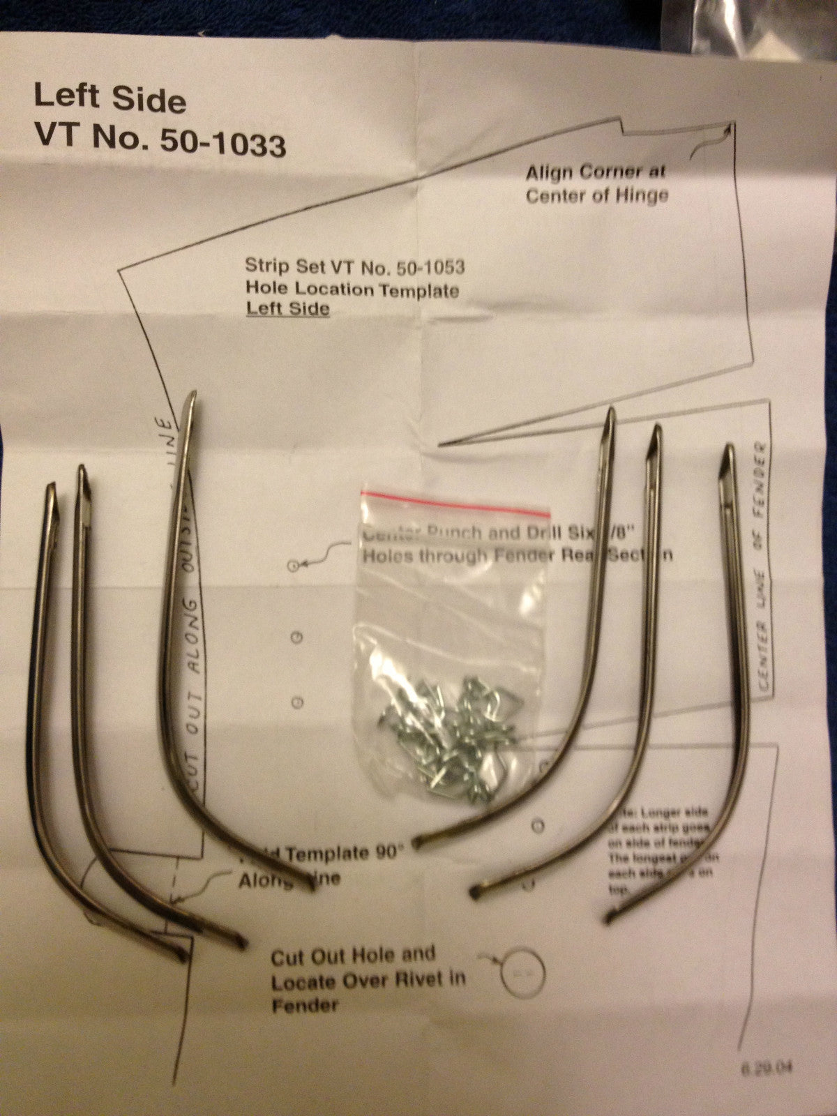 Harley 1949 & 1950 Sergeant or Sargent Stripe Fender Trim Kit Panhead WL