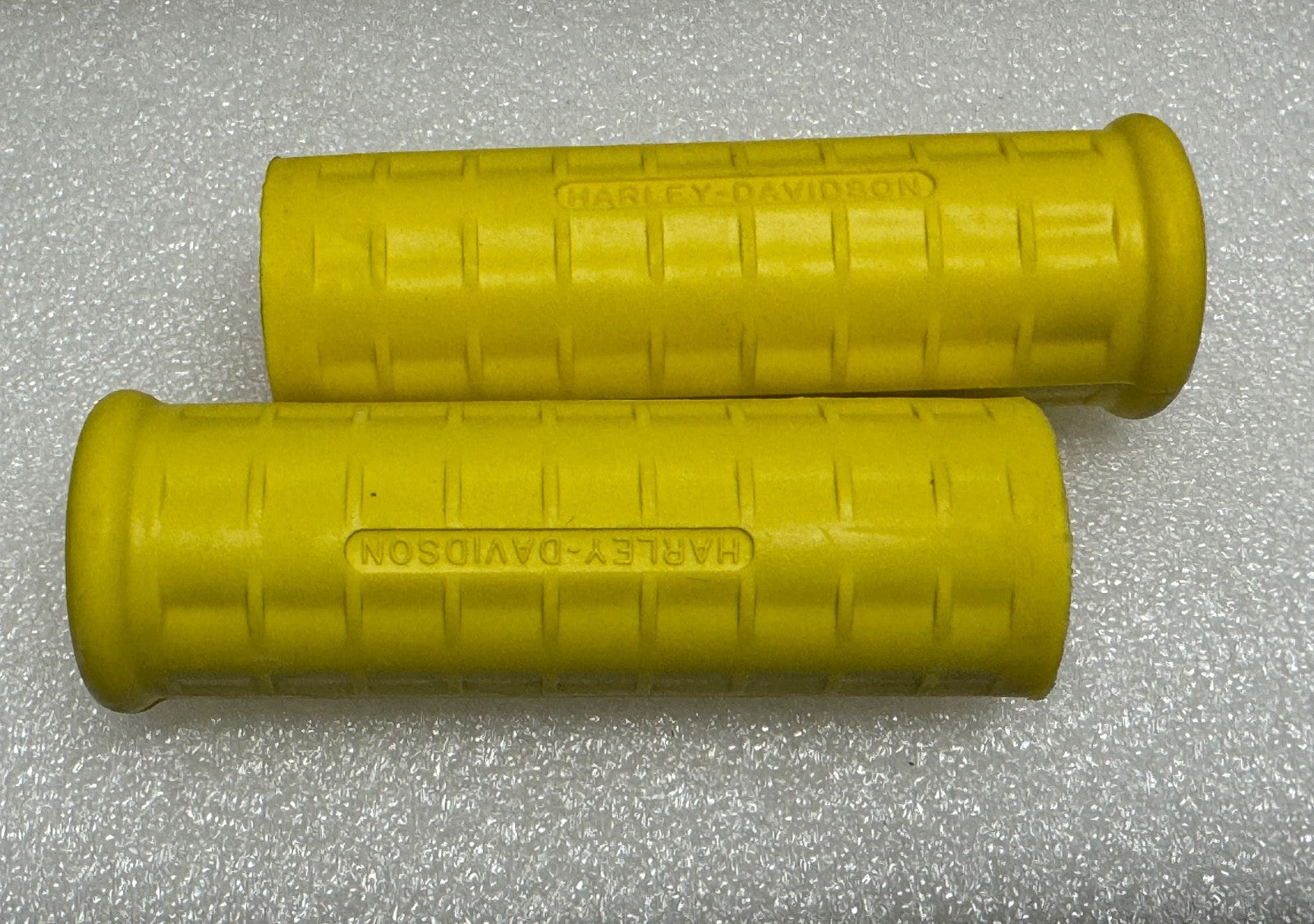 Harley 56210-47 Panhead Hummer Waffle Grips Closed End Yellow w/ Logo 1948-53