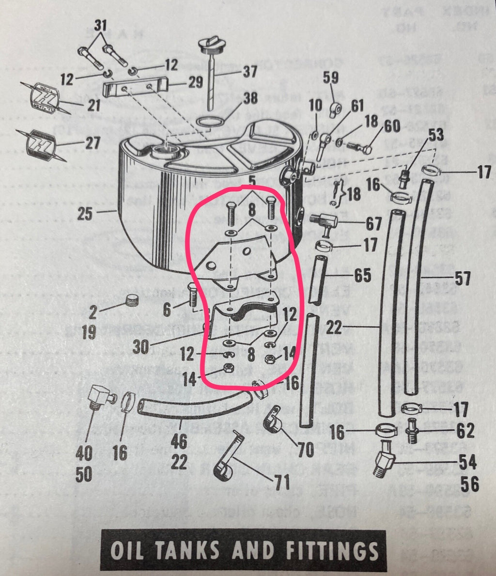 Harley 4012 Sportster XLCH KR KRTT Oil Tank Front Mount Bolt Kit 1953-67 CP-1038