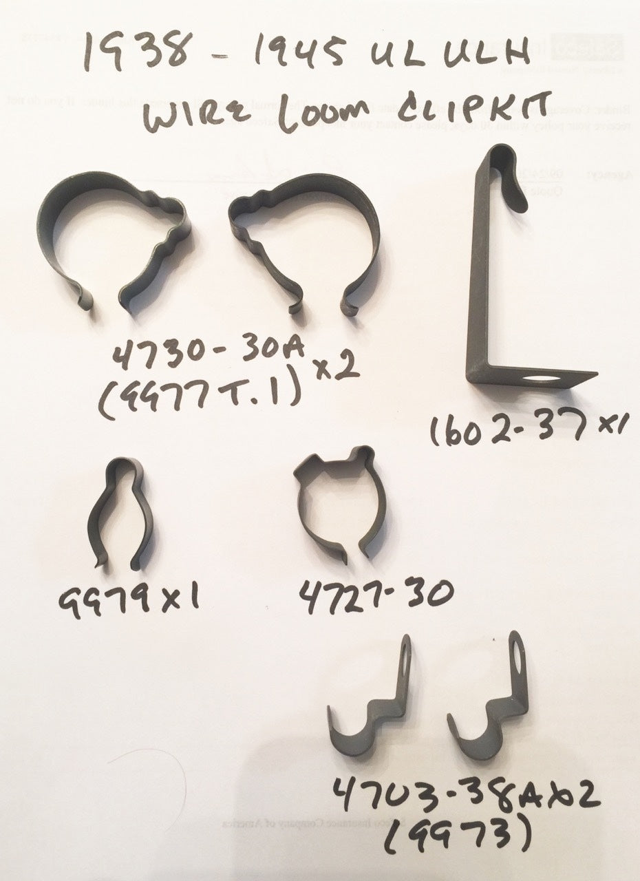 Harley 1938-1945 UL ULH Main Wire Loom Clip & Clamp Kit 1602-37 4730-30A