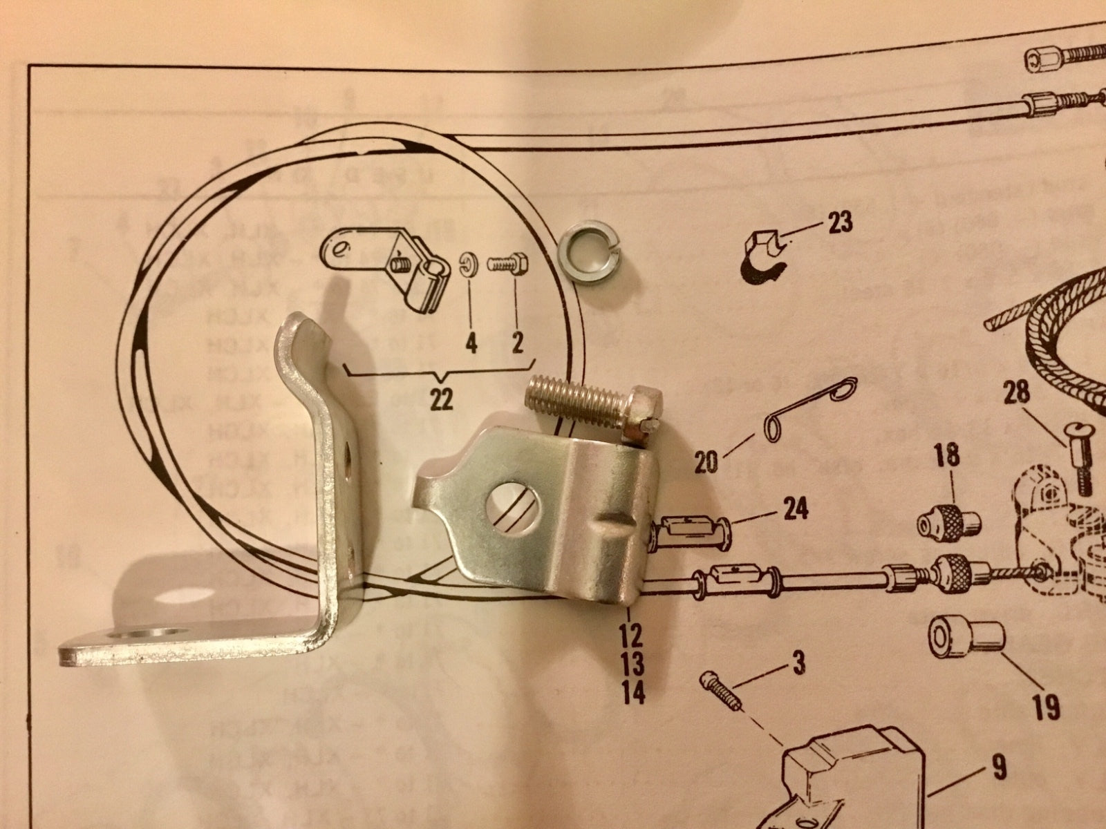 Harley K Model Sportster Clutch Cable Bracket XL XLCH KH 38676-52 52-70 Cadmium