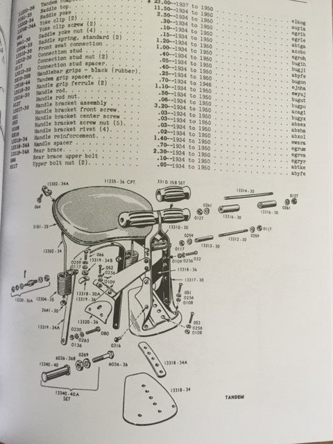 Harley Parts Manual Catalog Book 1940 to 1950 45 Solo Servicar Springer