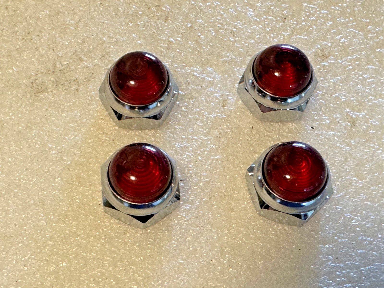Harley 7872 Sportster Shovelhead Rocker Shaft Nuts Chrome & Red 1957-85 USA