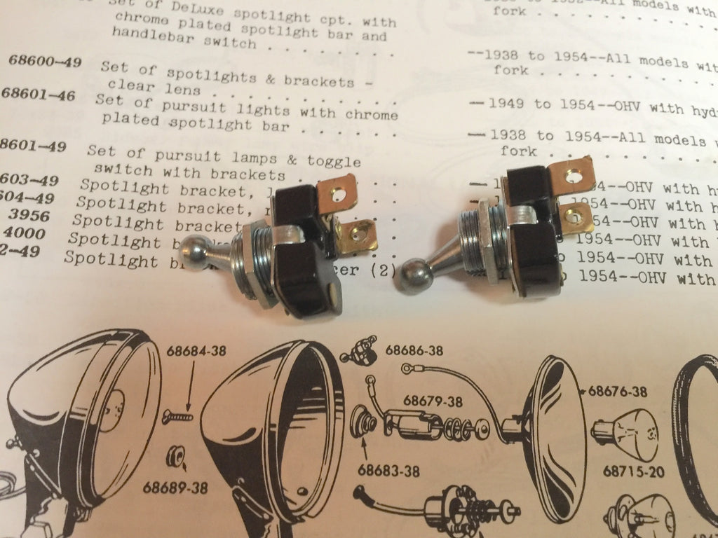 Harley Guide S-H2 Knucklehead Panhead Deluxe Spot Lamp Toggle Switches 38-63 
