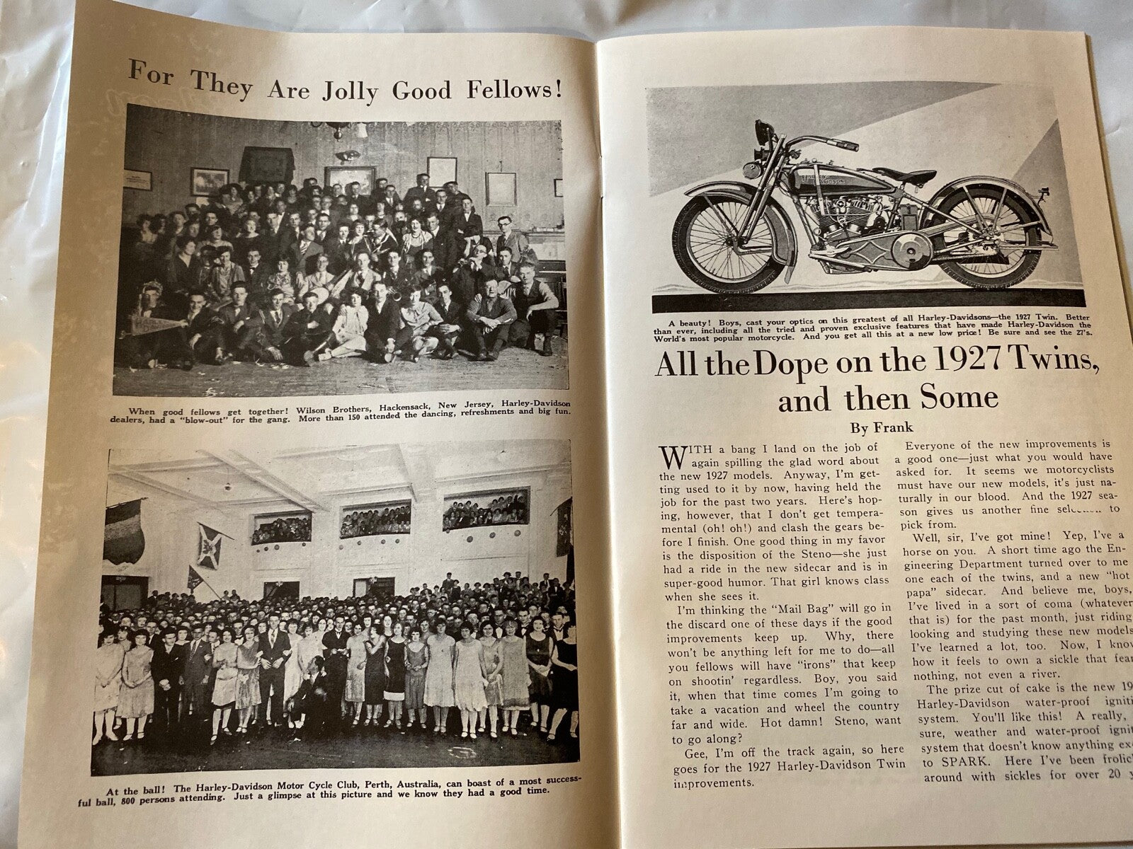 Harley Enthusiast Model Intro Issue 1927 Models Aug 1926 JD F