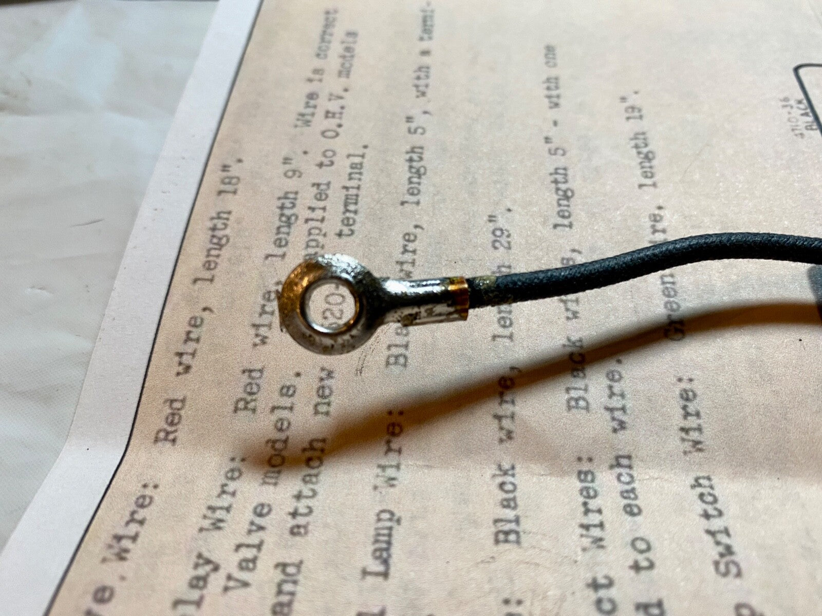 Harley 1939-45 Knucklehead UL WL Circuit Breaker Timer To Coil Wire 1613-30B