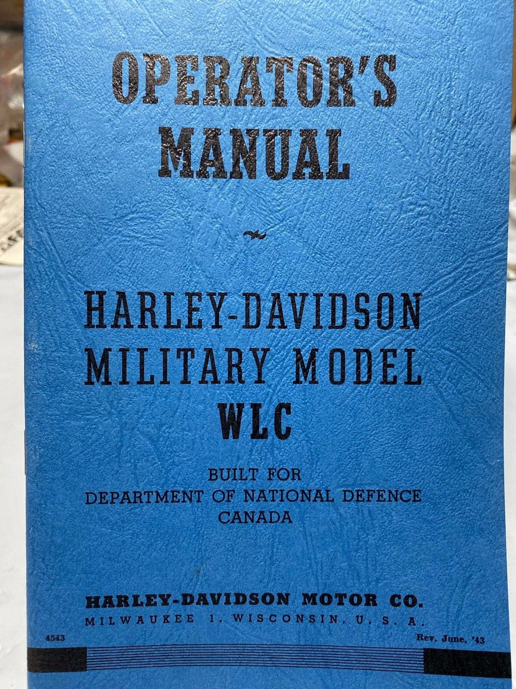 Harley Rider's Handbook Owner's Manual WW-II WLC 45" Model
