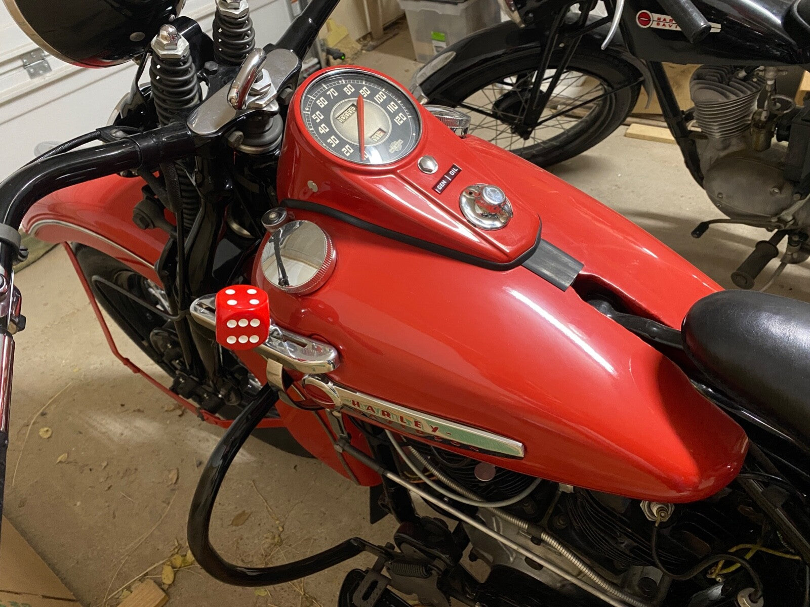 Harley Knucklehead VL Panhead WL UL Dice Shifter Shift Knob 3/8"-24 Rat Rod B/W