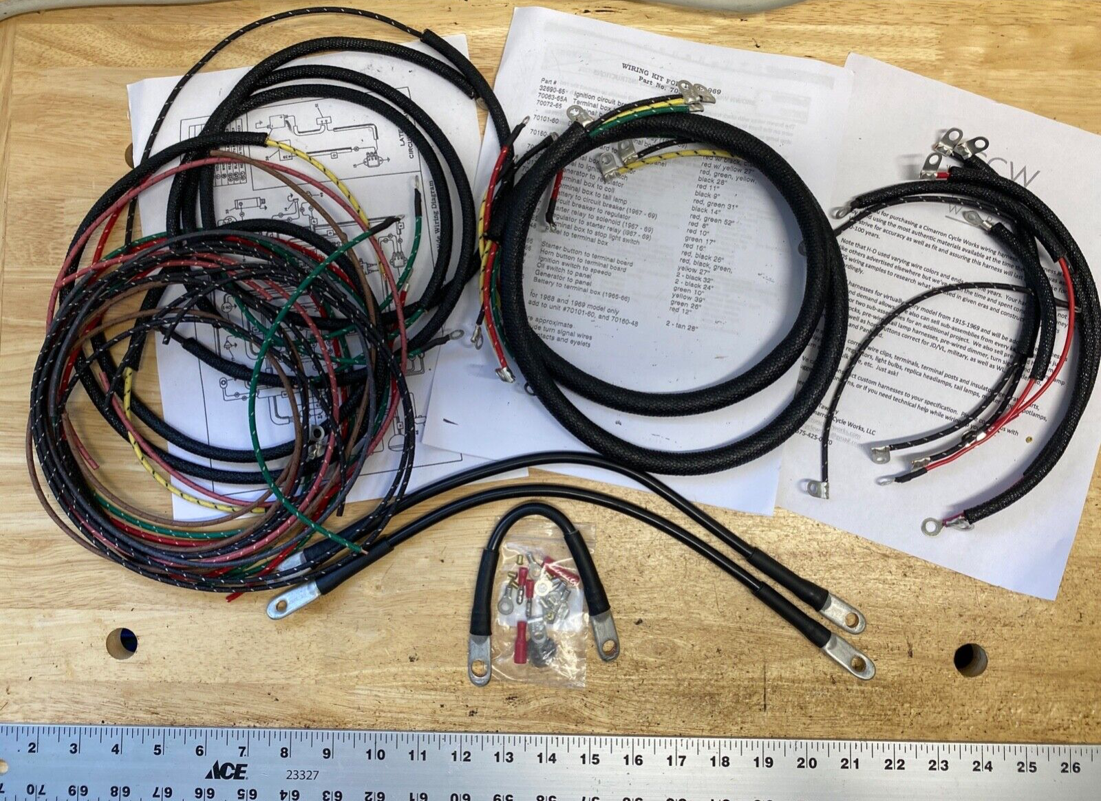 Harley Electra-Glide Wire Wiring Harness Kit 1969 W/ Battery & Starter Cables