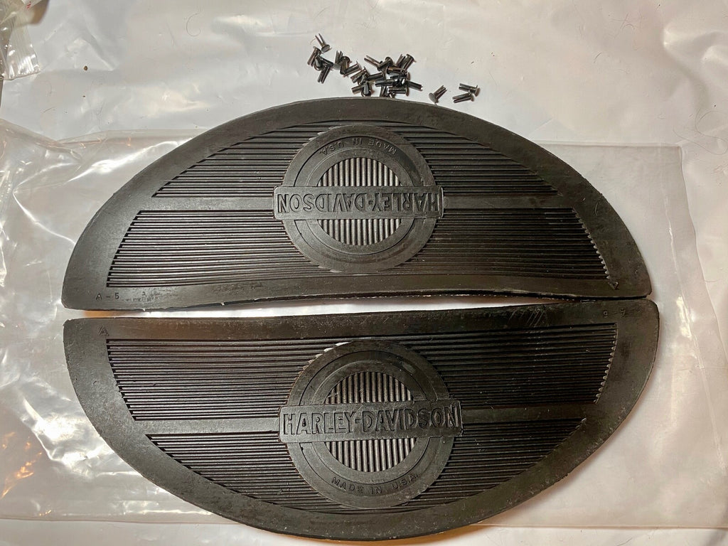 Harley Knucklehead Panhead Half Moon Canvas Back Footboard Mats '40-65 w/ Rivets