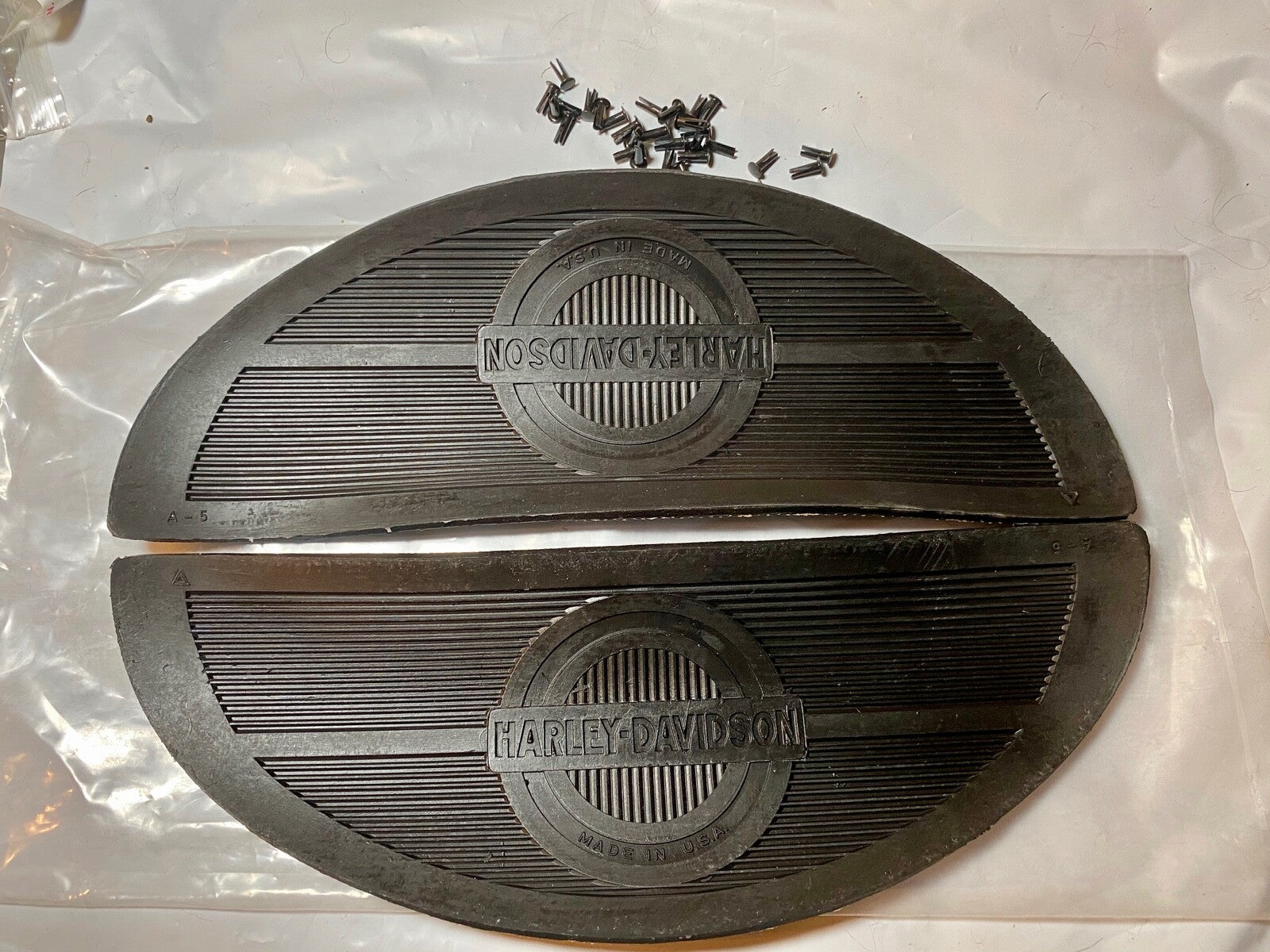 Harley Knucklehead Panhead Half Moon Canvas Back Footboard Mats '40-65 w/ Rivets