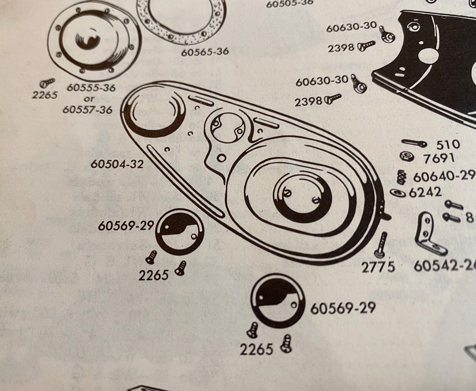 Harley DL RL VL C Single Servicar WL Primary Inspection Cover OEM# 3811-29 USA