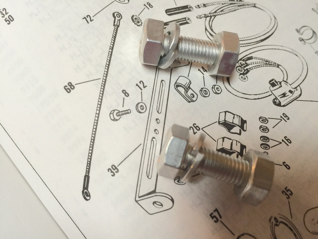 Harley Panhead Header Clamp & Bugle Horn Mounting Bolts 1948-1964 CP-1038 Cad