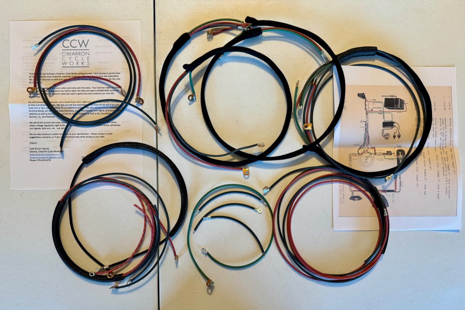 Harley UL 1939-40 Premium Wiring Harness Kit W/ Correct Terminals Cotton Loom