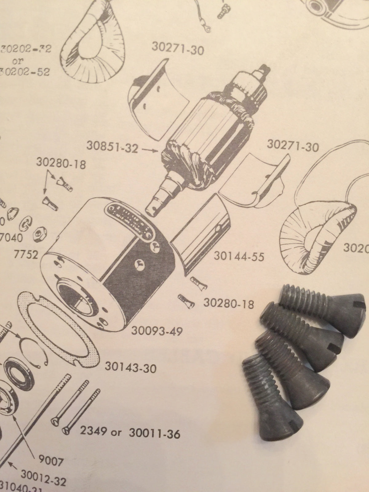 Harley Model 32E 52 Three Brush Generator Pole Shoe Screws 6V 30280-18, 1918-64