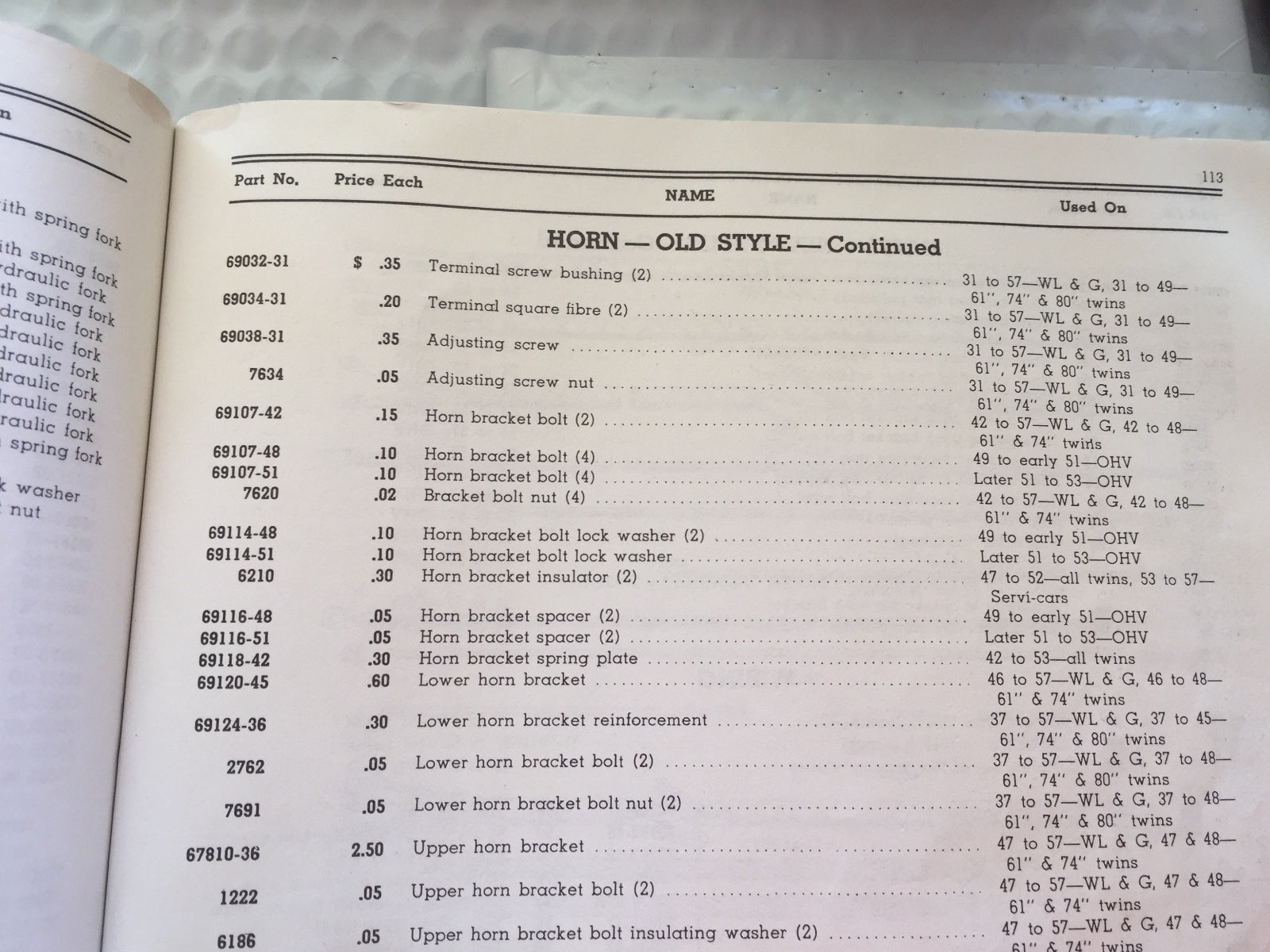 Harley Knucklehead Panhead Horn Mount Kit 1946-57 Delco 16 Horn Spring Fork Park