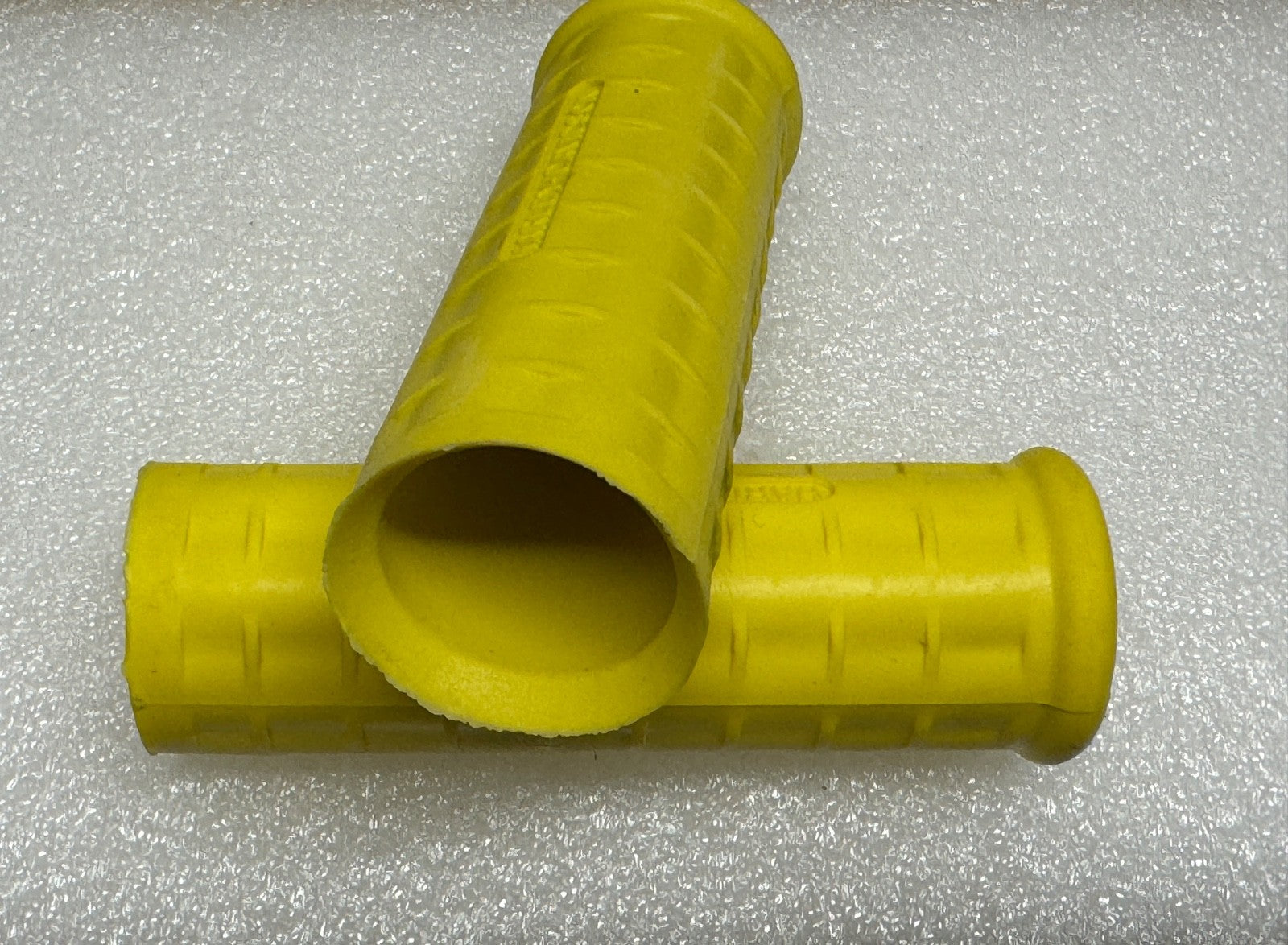 Harley 56210-47 Panhead Hummer Waffle Grips Closed End Yellow w/ Logo 1948-53