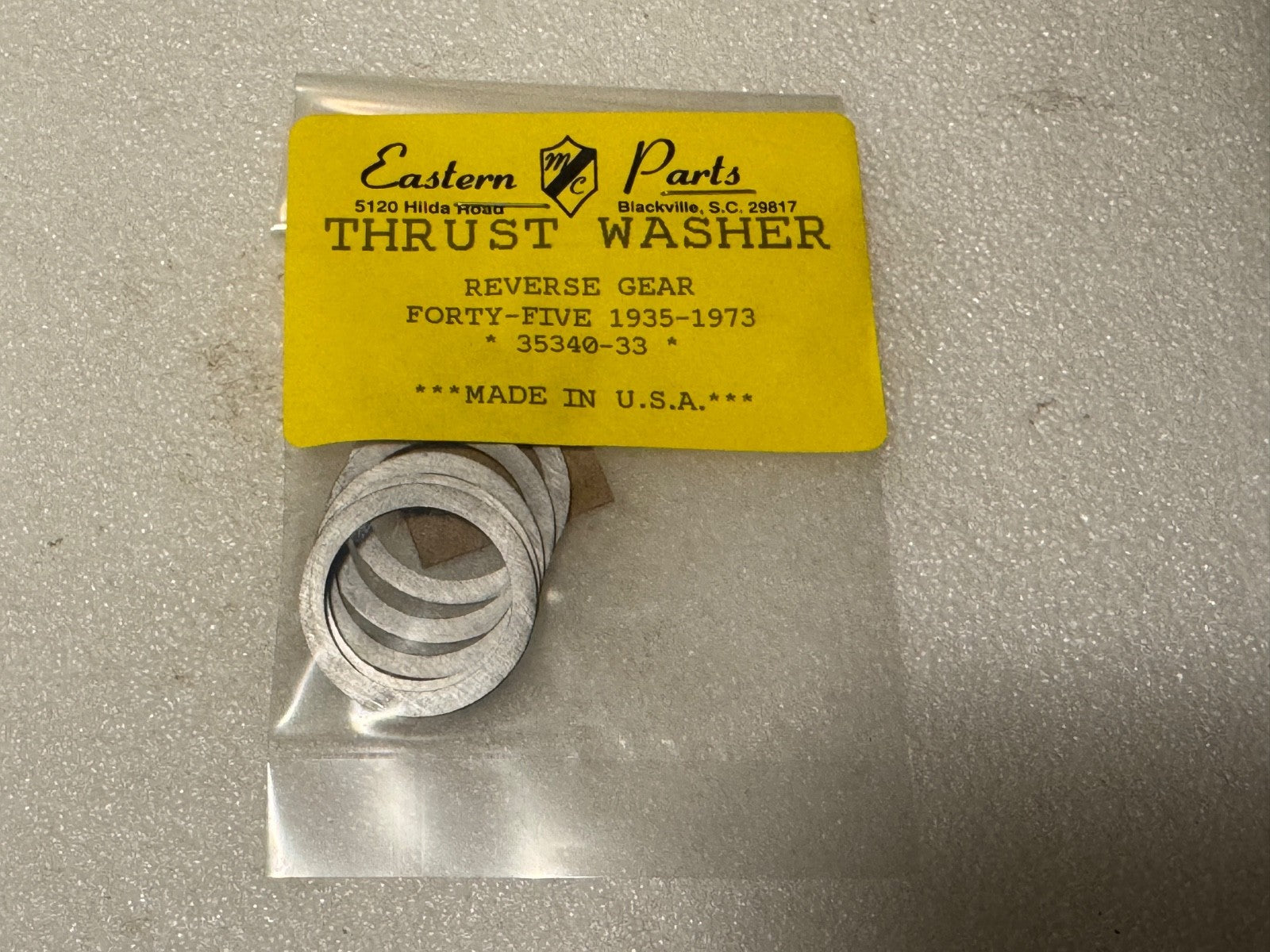 Harley 35340-33 2293-33 Reverse Gear Thrust Washers (5) WL RL Servi 1933-73 USA