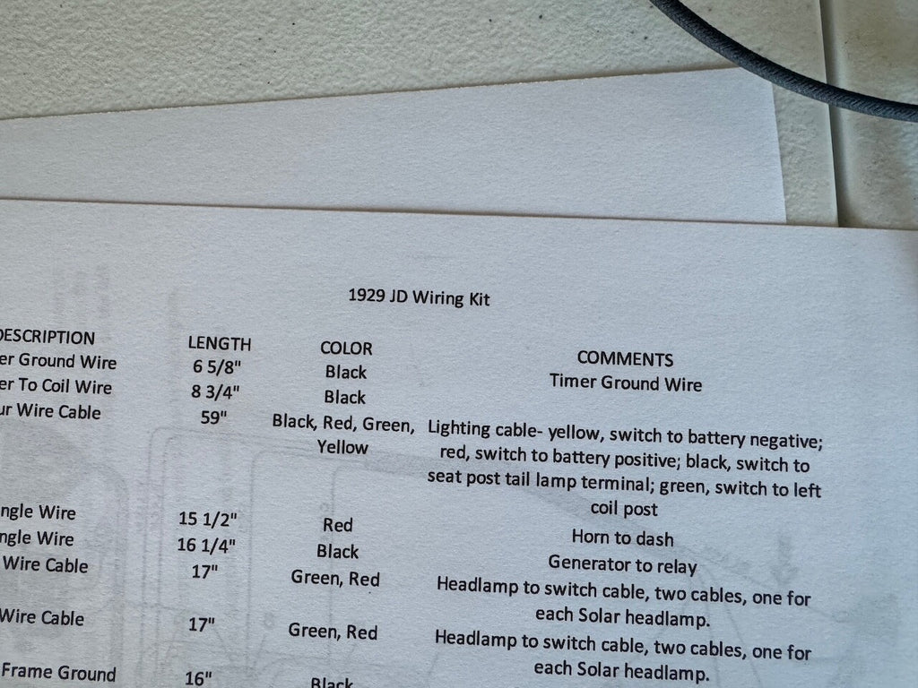 Harley 1929 J JD JDH Premium Wiring Harness W/ Correct 1614-18 Terminals USA