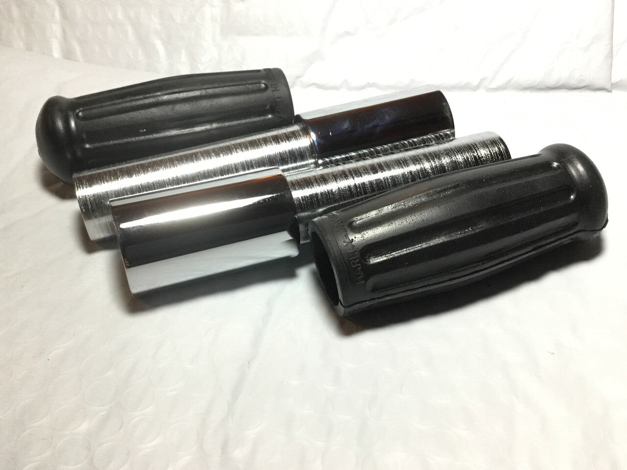 Harley Knucklehead WL UL VL Chrome Spirals & Grips w/ Logo 1935-48 OEM# 3312-35 