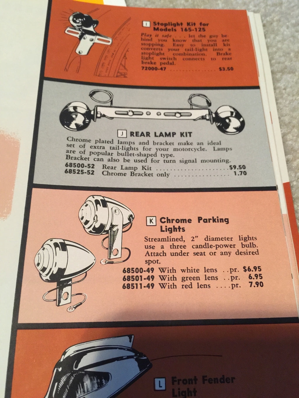 Harley Guide DH-49 Bullet Lamps Fish Eye 68552-58A W/ Clear Lenses & Bracket