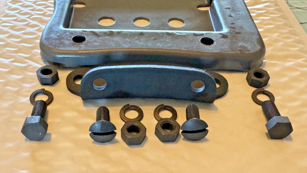 Harley Oil Tank Battery Mounting Plate Tray Kit Knucklehed 36-47 w/ Plain Bolts