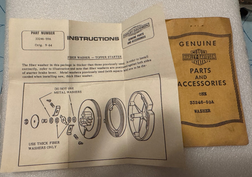 Harley NOS OEM 33246-59A Topper Starter Fiber Washer Retrofit Kit1