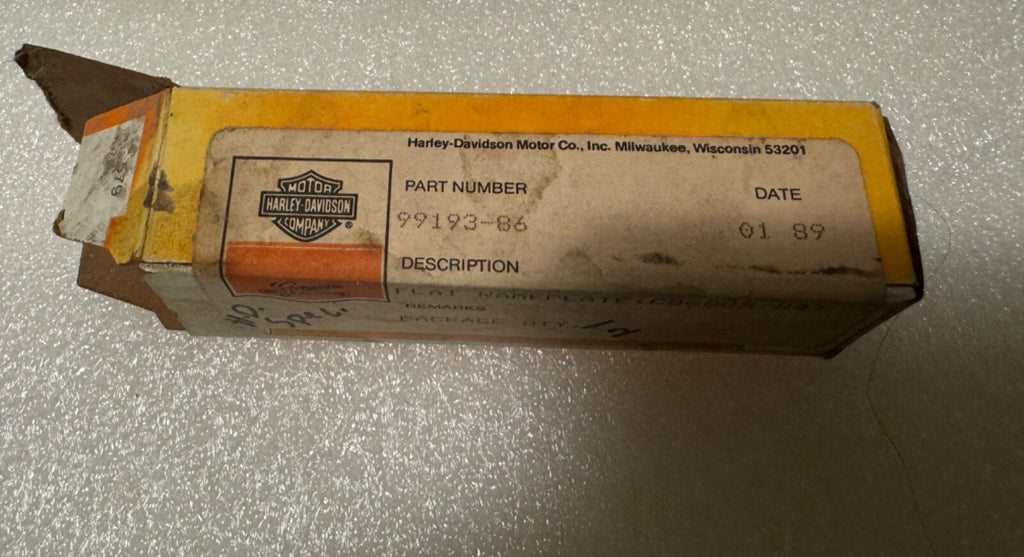 Harley NOS 99193-86 Name Plate Tour Pack Fairing Side Car EVO Sportster FX