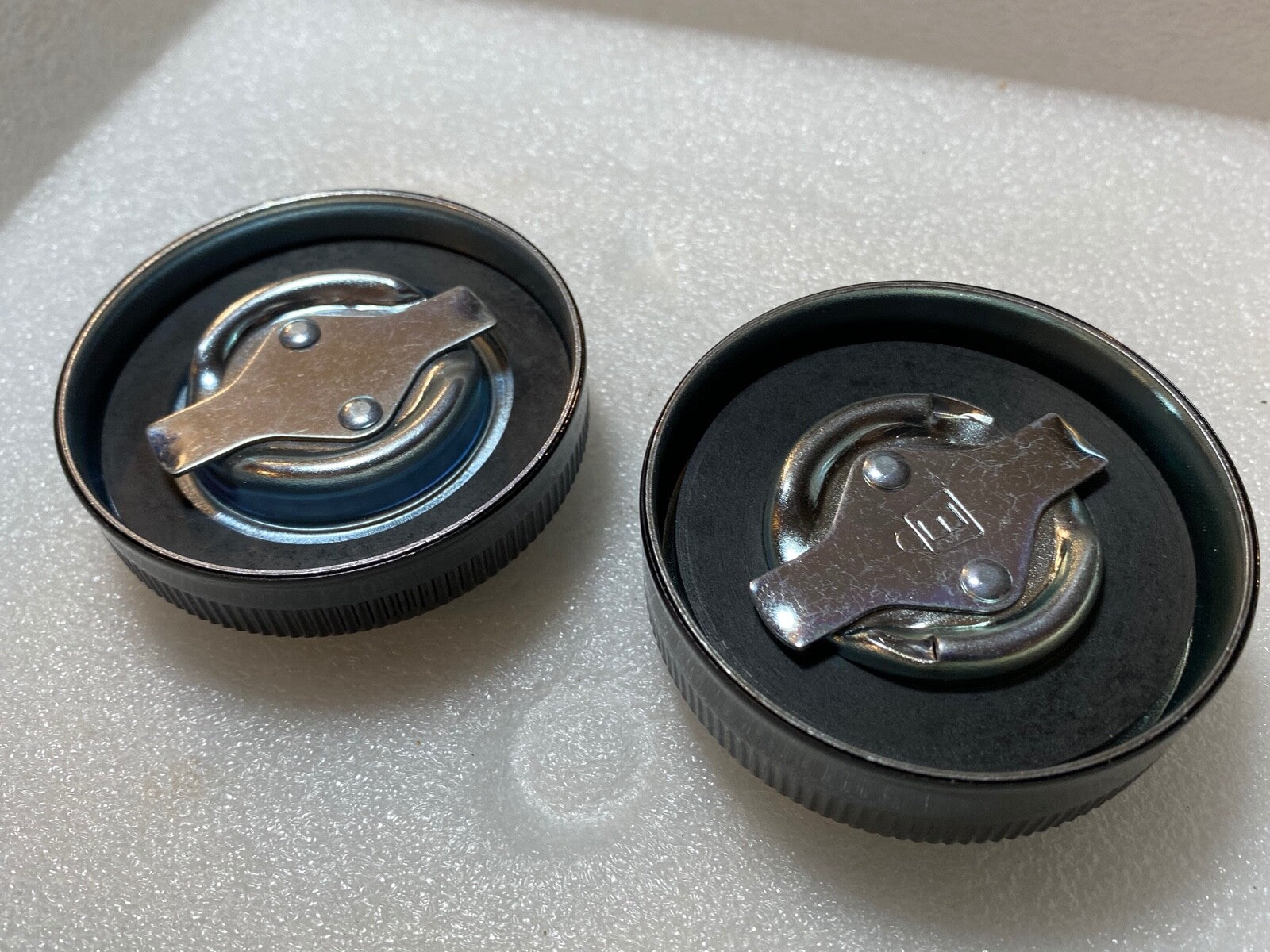 Harley Eaton 45 Servicar Gas & Oil Tank Caps W WL WLD WR Black Enamel 1937-73 