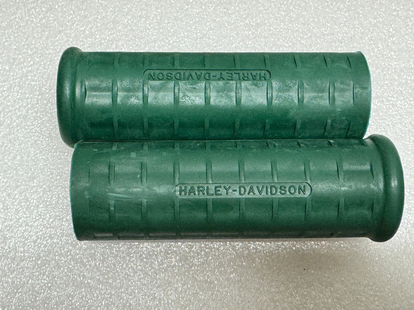 Harley 56212-53 Panhead Sportster Waffle Grips Open End Green w/ Logo 1954-61