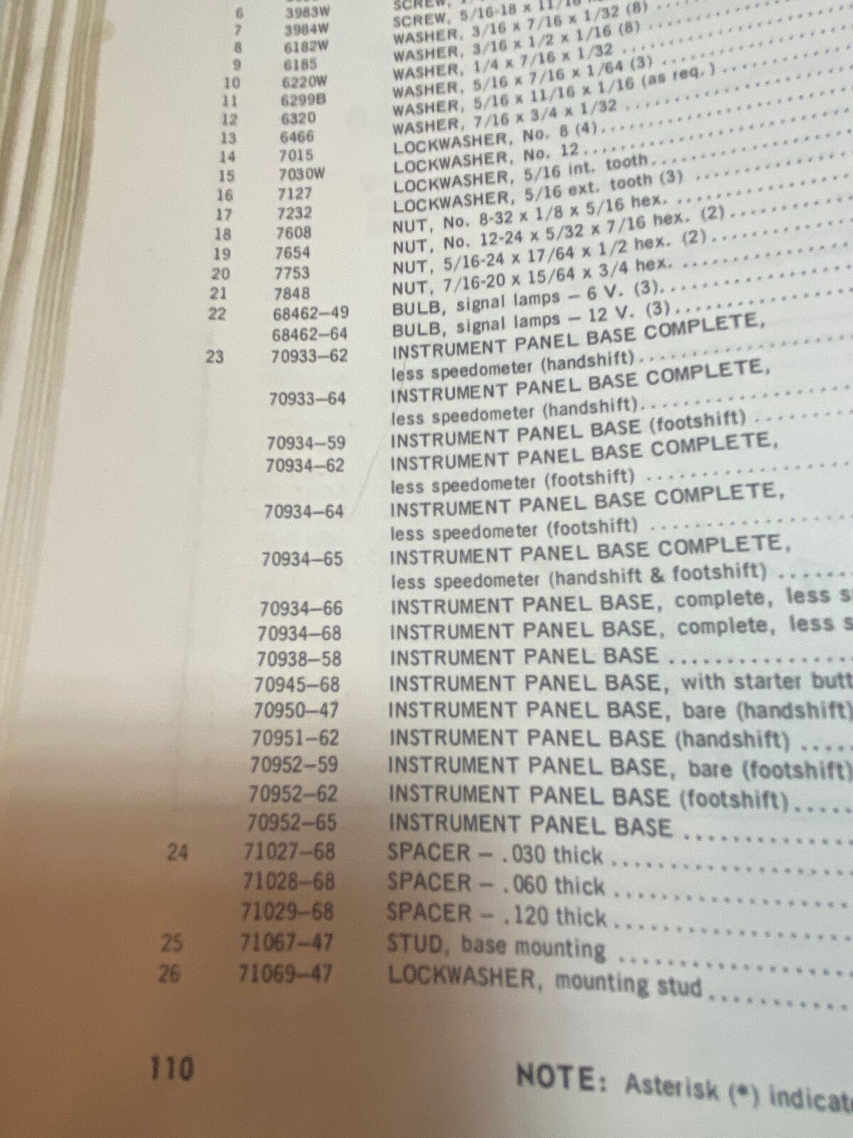 Harley Dash Center Screw 2 & 3 Light Knucklehead Panhead 1947-67, 71075-47 