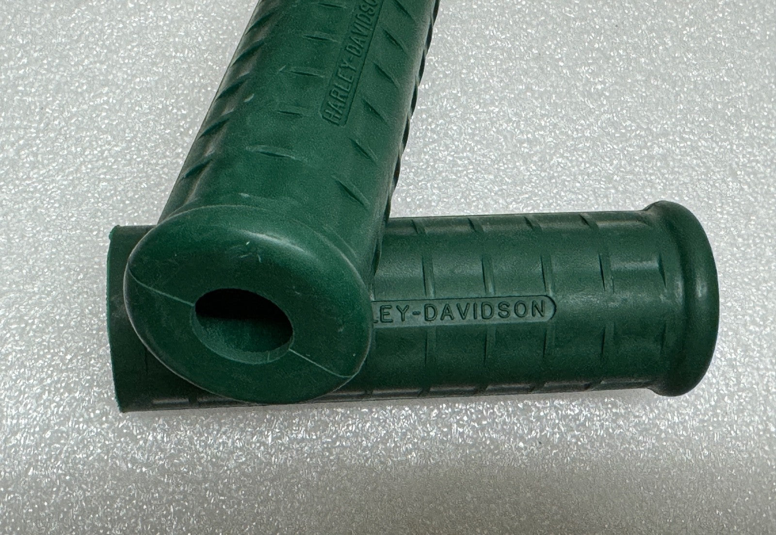 Harley 56212-53 Panhead Sportster Waffle Grips Open End Green w/ Logo 1954-61