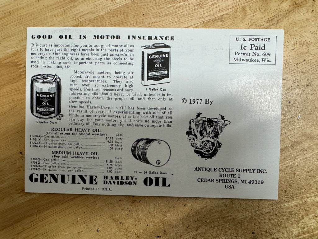 Harley 1934 Accessory Catalog Re-Print VL Knucklehead RL JD Servicar